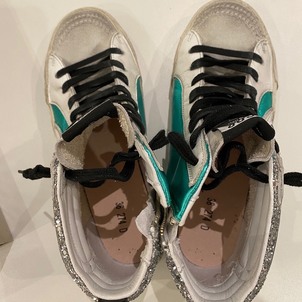 Golden Goose Slide Sneaker Green/Glitter sz 36 NIB - Picture 7 of 10